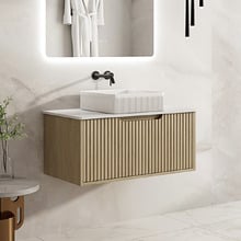 Colette 900mm Wall Hung Single Vanity with Stone Countertop